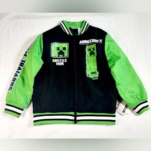 MINECRAFT Boys Graphic Bomber Jacket Green/Black